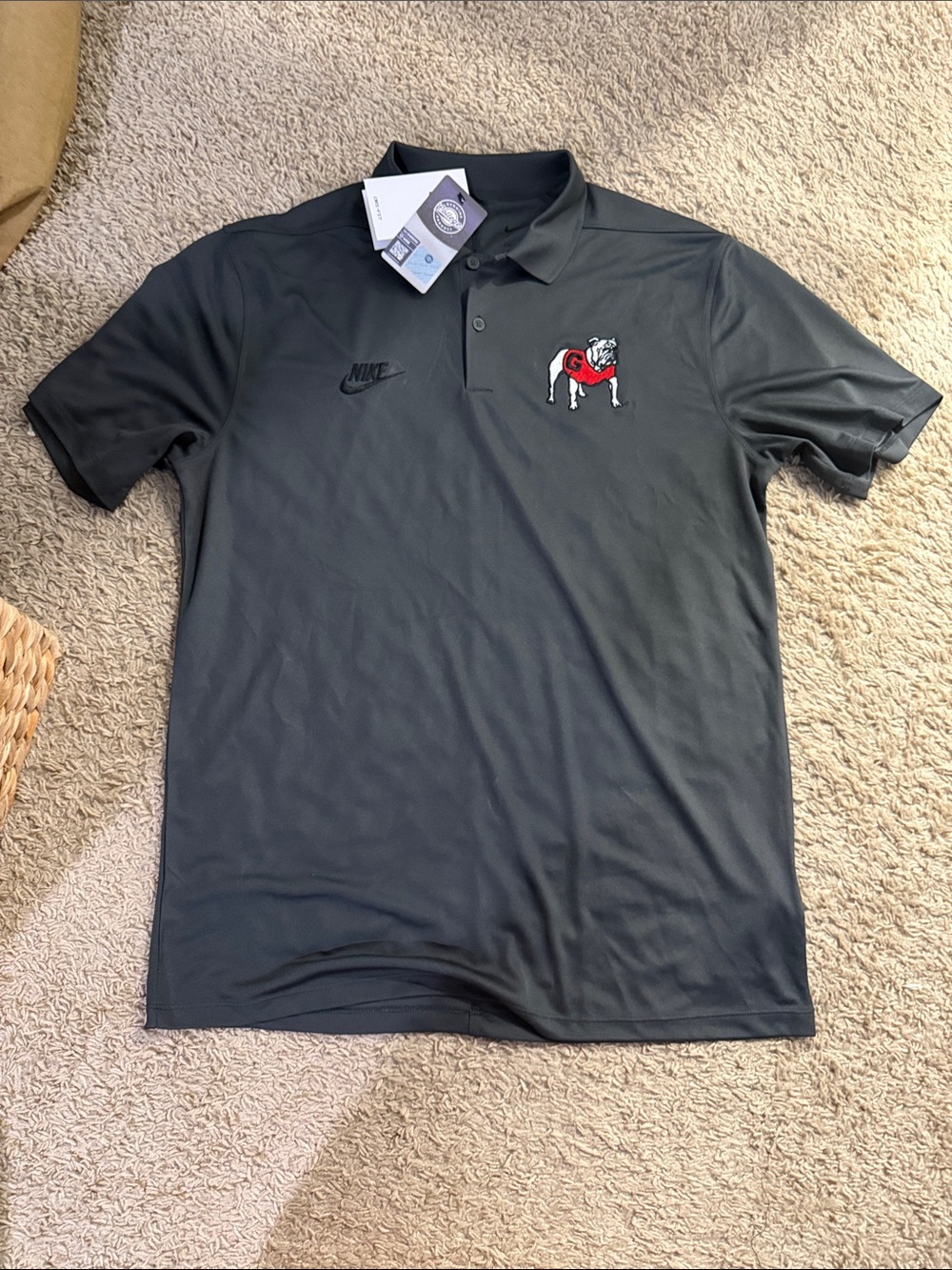 Nike Men’s Charcoal Polo with Red Bulldog Patch